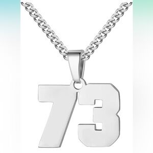 # 03. Number Necklace 73 Athletes Jersey Number Stainless Steel Chain 21 inch